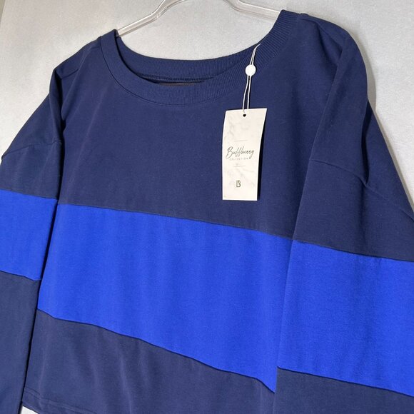 Buffbunny Sweatshirt Women's XXL Blue Cadi Cropped Long Sleeve Crewneck Pullover - Picture 4 of 16